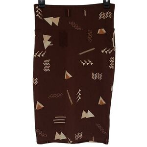 LuLaRoe Brown Abstract Design Print Skirt sz XS